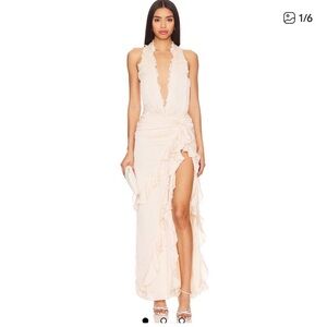 Revolve NBD Celenia Maxi Dress in Champagne Butterfly XS
